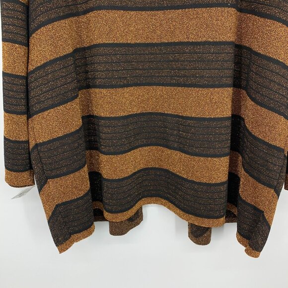 Alfred Dunner Cardigan Top Metallic Stripe Brown 3/4 Sleeve 2-n-1 - Picture 11 of 11